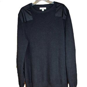 Men's Black Shooting Sweater XL Tall Cotton - Shoulder and Sleeve Patches